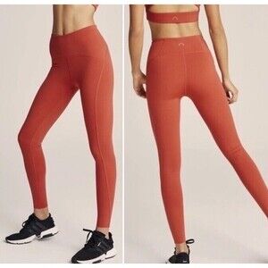 Varley Meadow Yoga Leggings Athleisure Sporty Spice Red 7/8 Leg Mid Rise Large